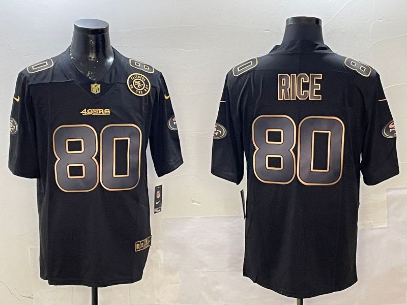 Men San Francisco 49ers #80 Rice Black Gold 2025 Nike Limited NFL Jersey style 3